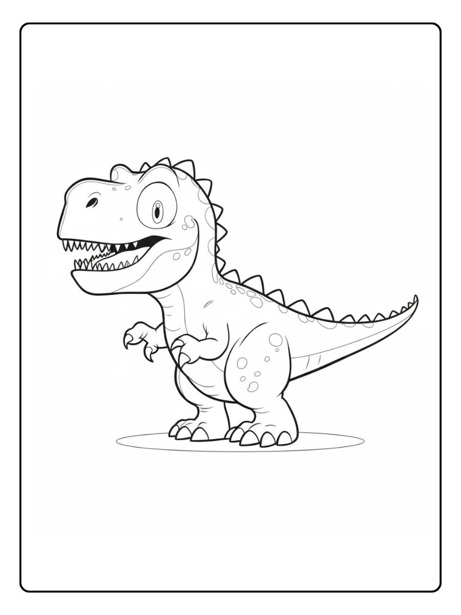 Dino kleurplaat glimlachende T rex