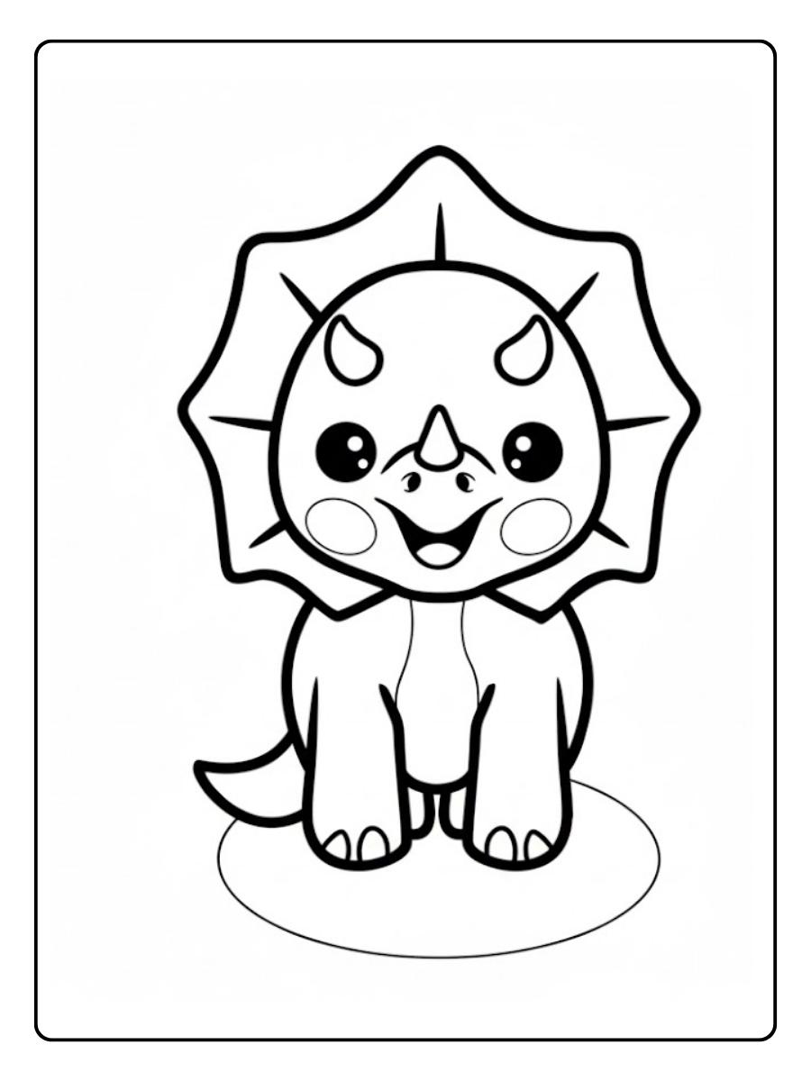 Dino kleurplaat schattige triceratops