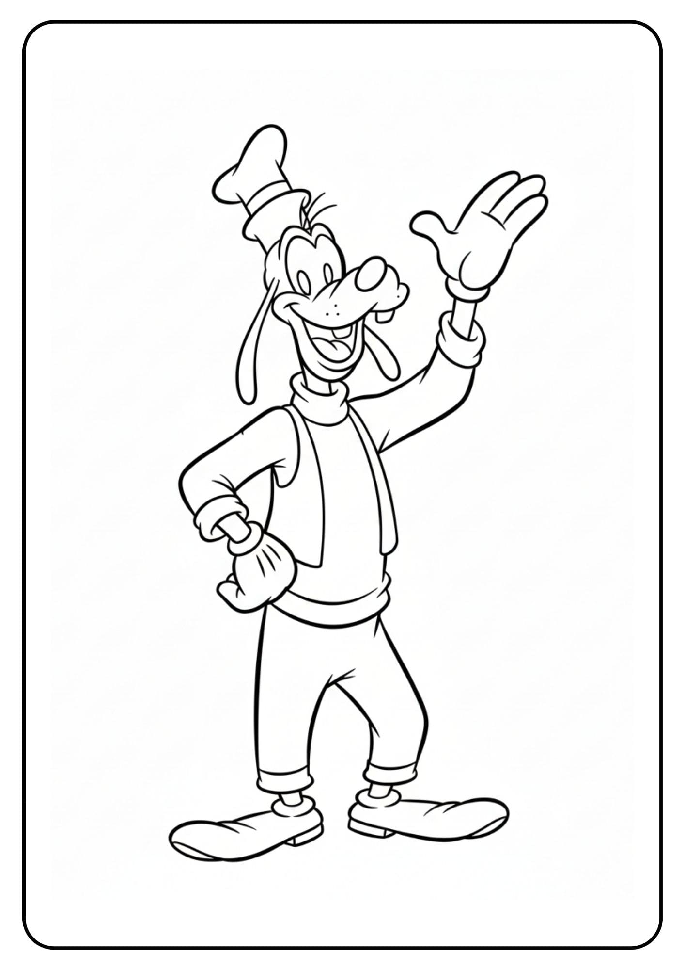 Disney kleurplaat Goofy vrolijk