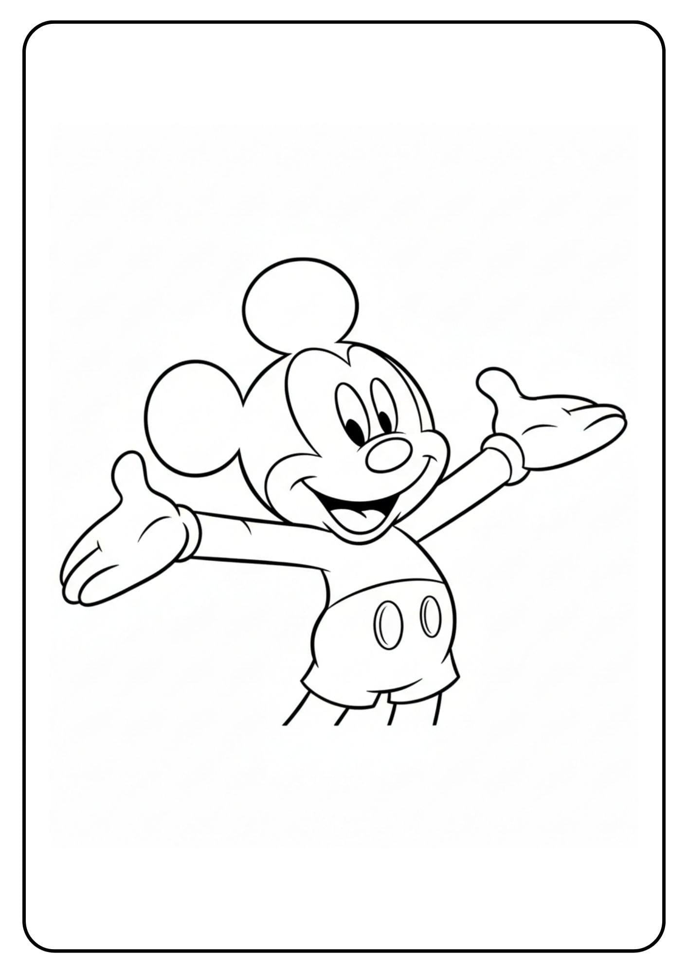 Disney kleurplaat Mickey Mouse vrolijk