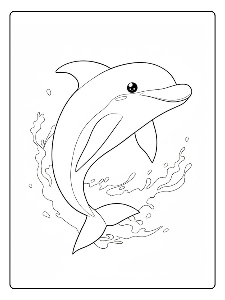 Dolfijn kleurplaat dolfijn duikt door het water