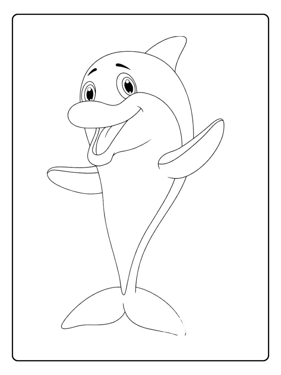 Dolfijn kleurplaat dolfijn op één vin balancerend