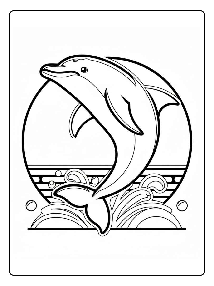 Dolfijn kleurplaat dolfijn springt boven golven