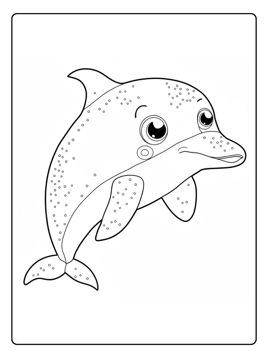 Dolfijn kleurplaat getekende dolfijn met stippen