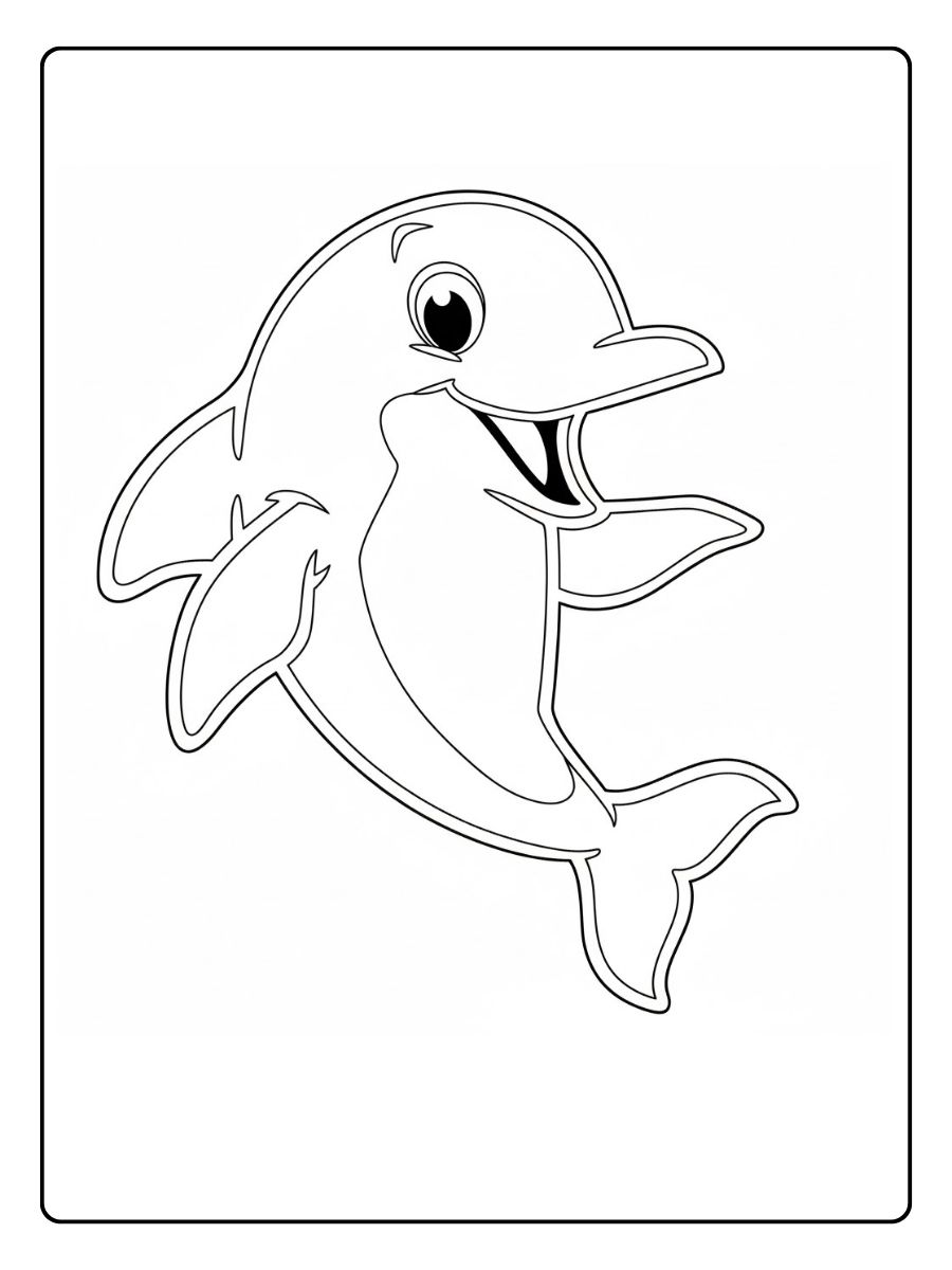Dolfijn kleurplaat lachende dolfijn