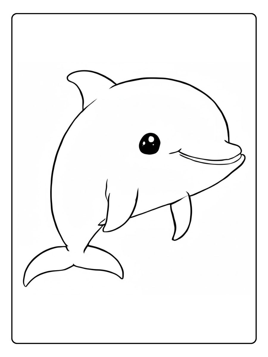 Dolfijn kleurplaat schattige baby dolfijn