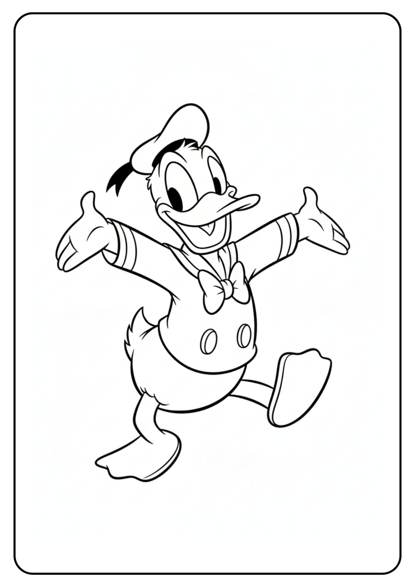 Donald Duck kleurplaat dansen