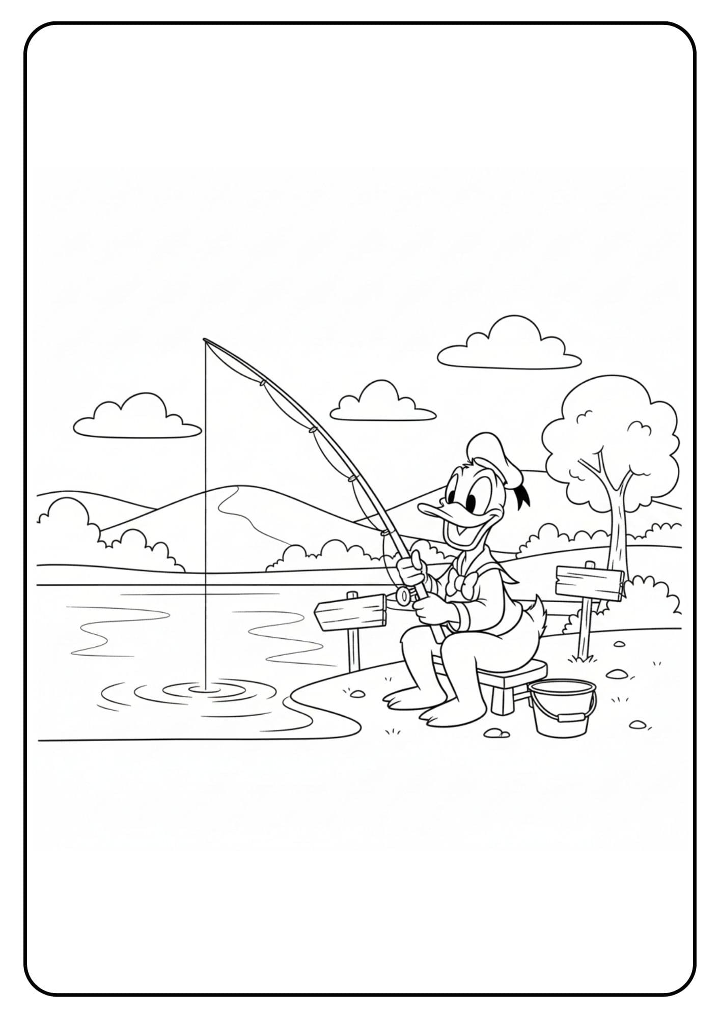 Donald Duck kleurplaat vissen