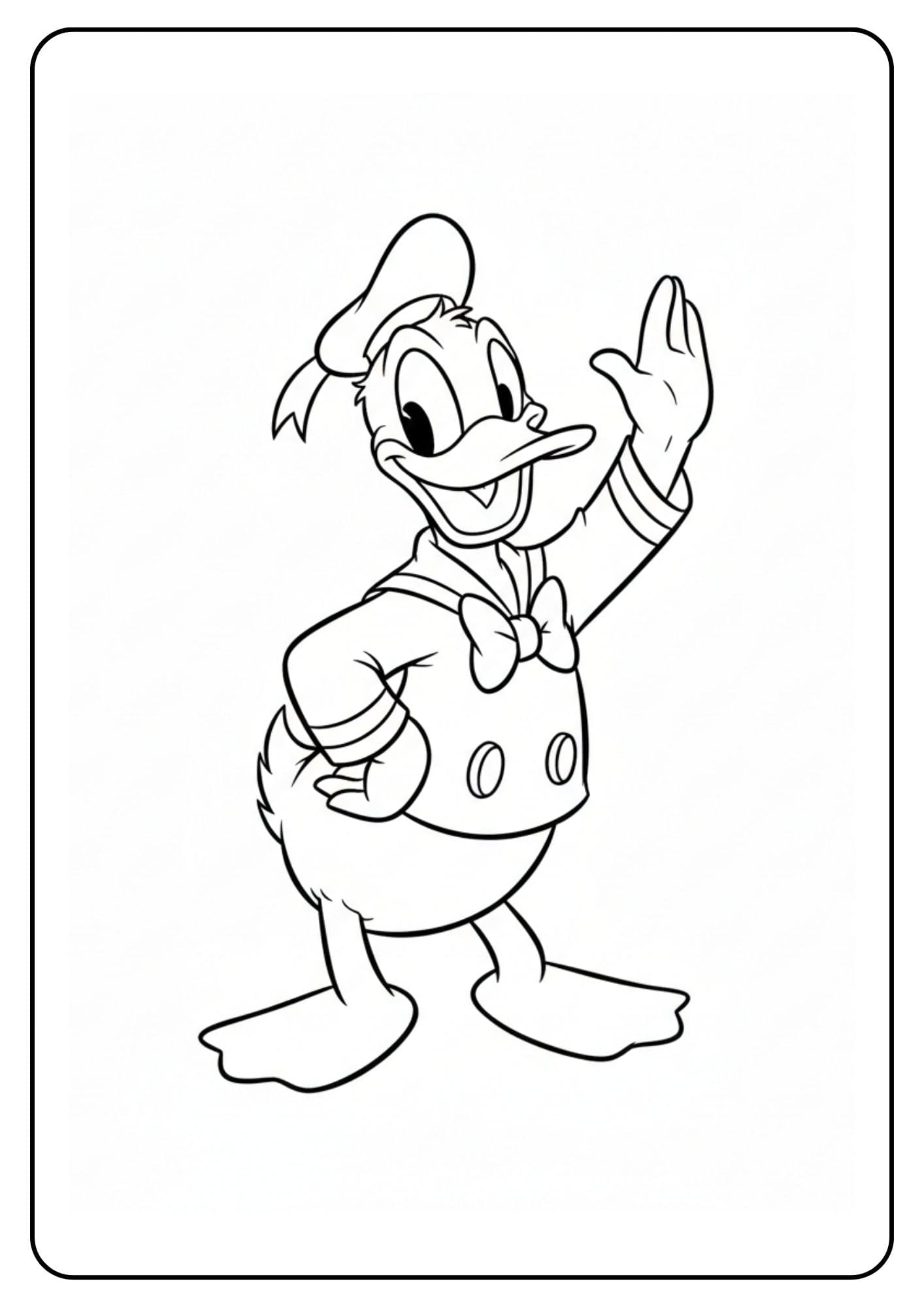 Donald Duck kleurplaat zwaaien