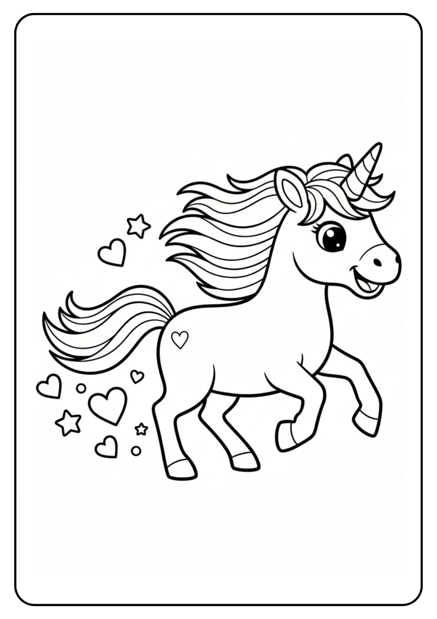 Eenhoorn kleurplaat rennende eenhoorn