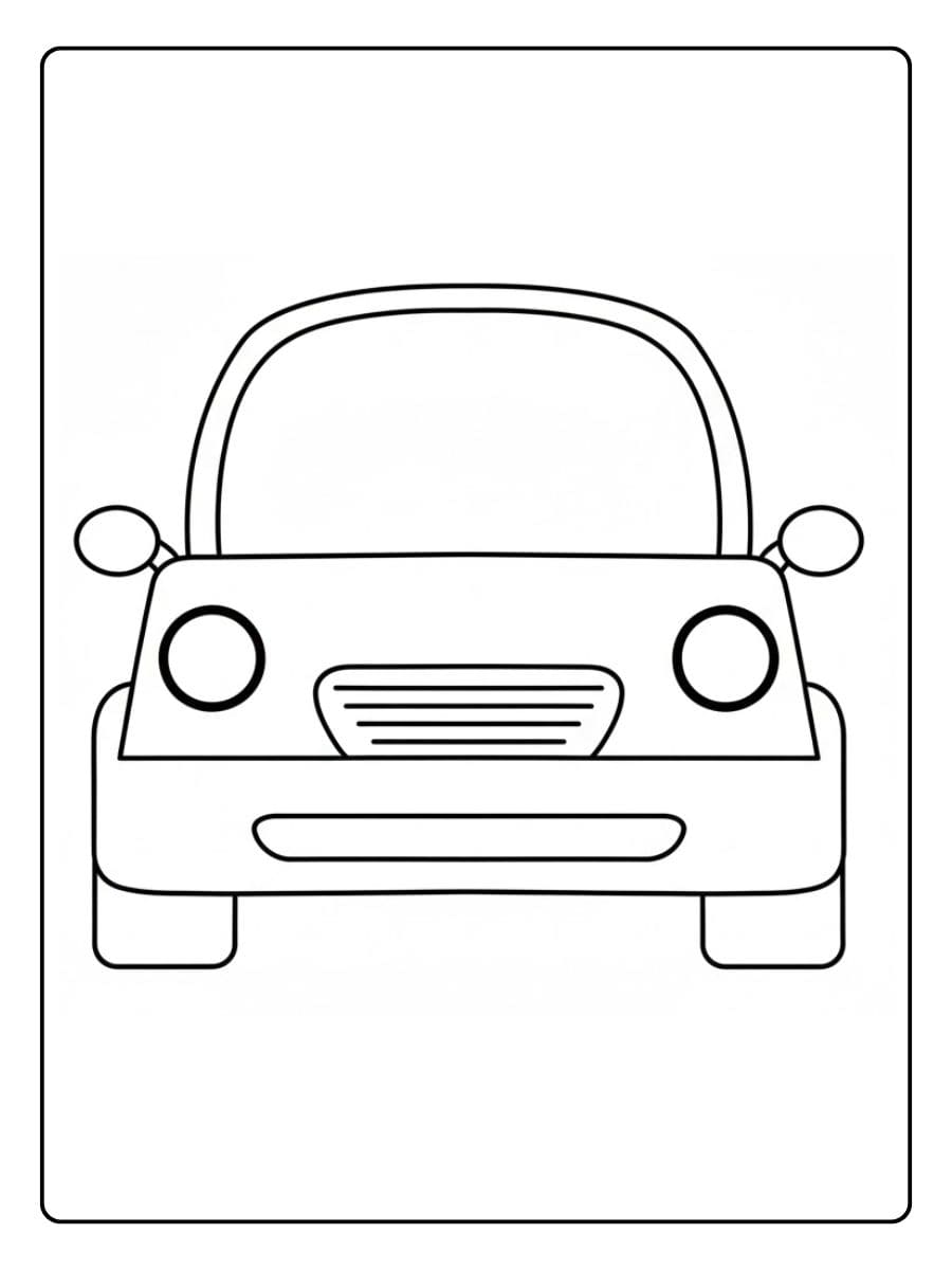 Eenvoudige Kleurplaat Auto met Duidelijke Lijnen