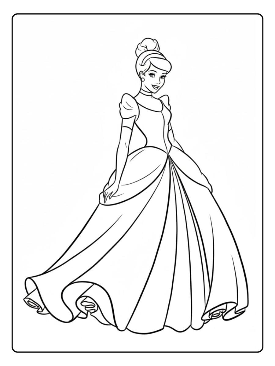 Eenvoudige Kleurplaat Prinses Assepoester