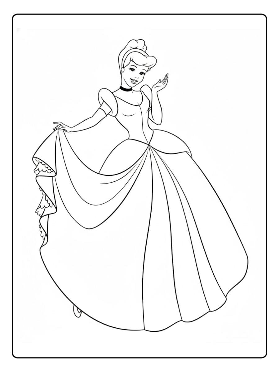 Eenvoudige Kleurplaat Prinses Cinderellakroon en Jurk