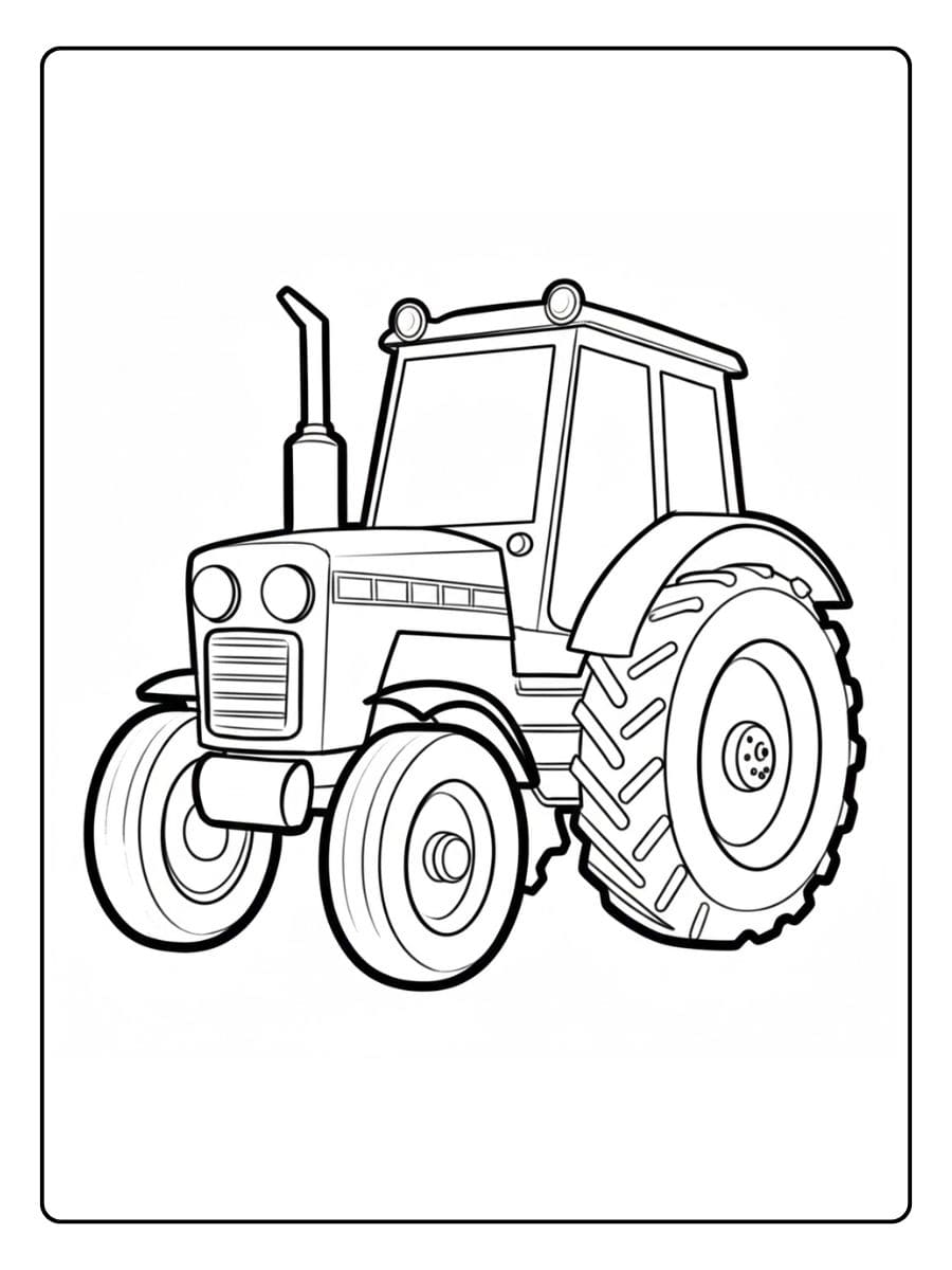 Eenvoudige Kleurplaat Trekker voor Kinderen