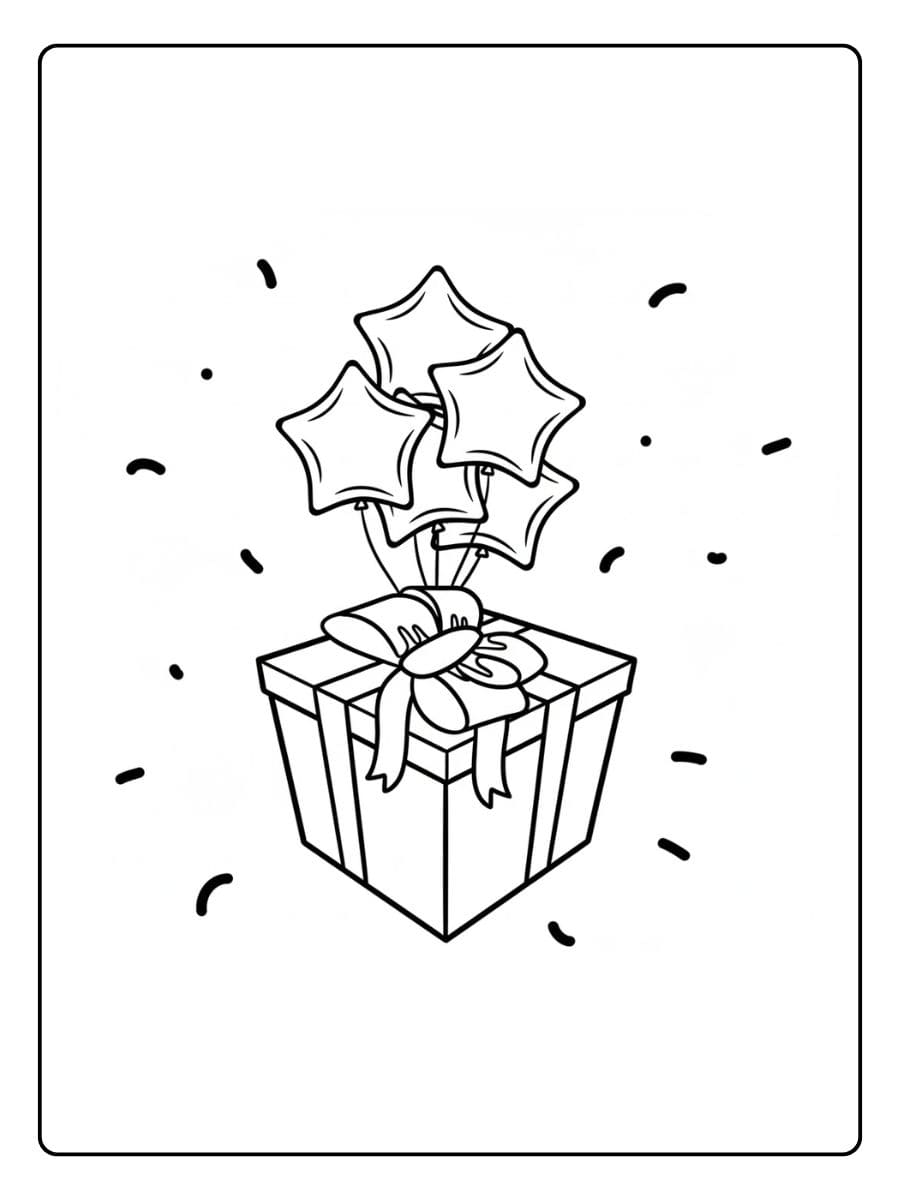 Eenvoudige Kleurplaat Verjaardag Ballonnen en Slingers