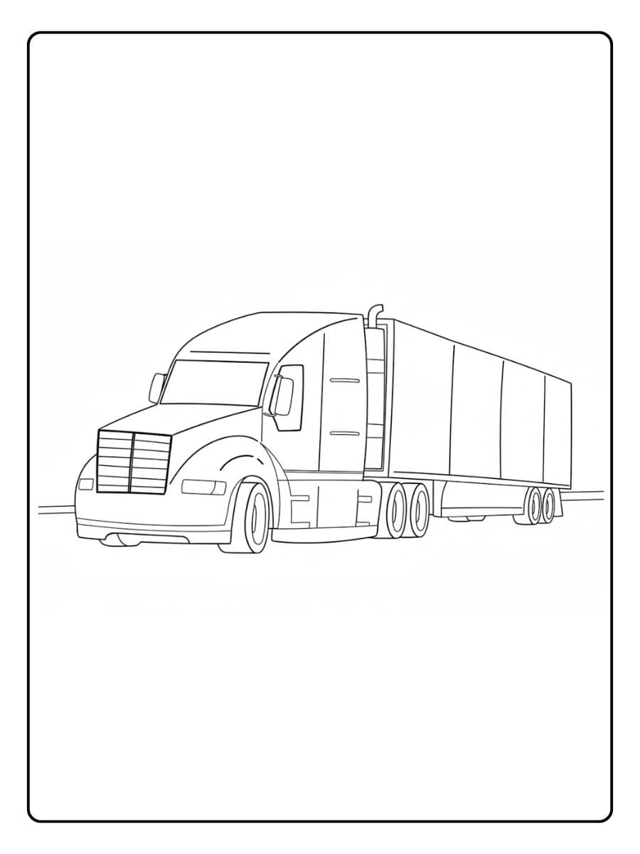 Eenvoudige Kleurplaat Vrachtwagen met Oplegger