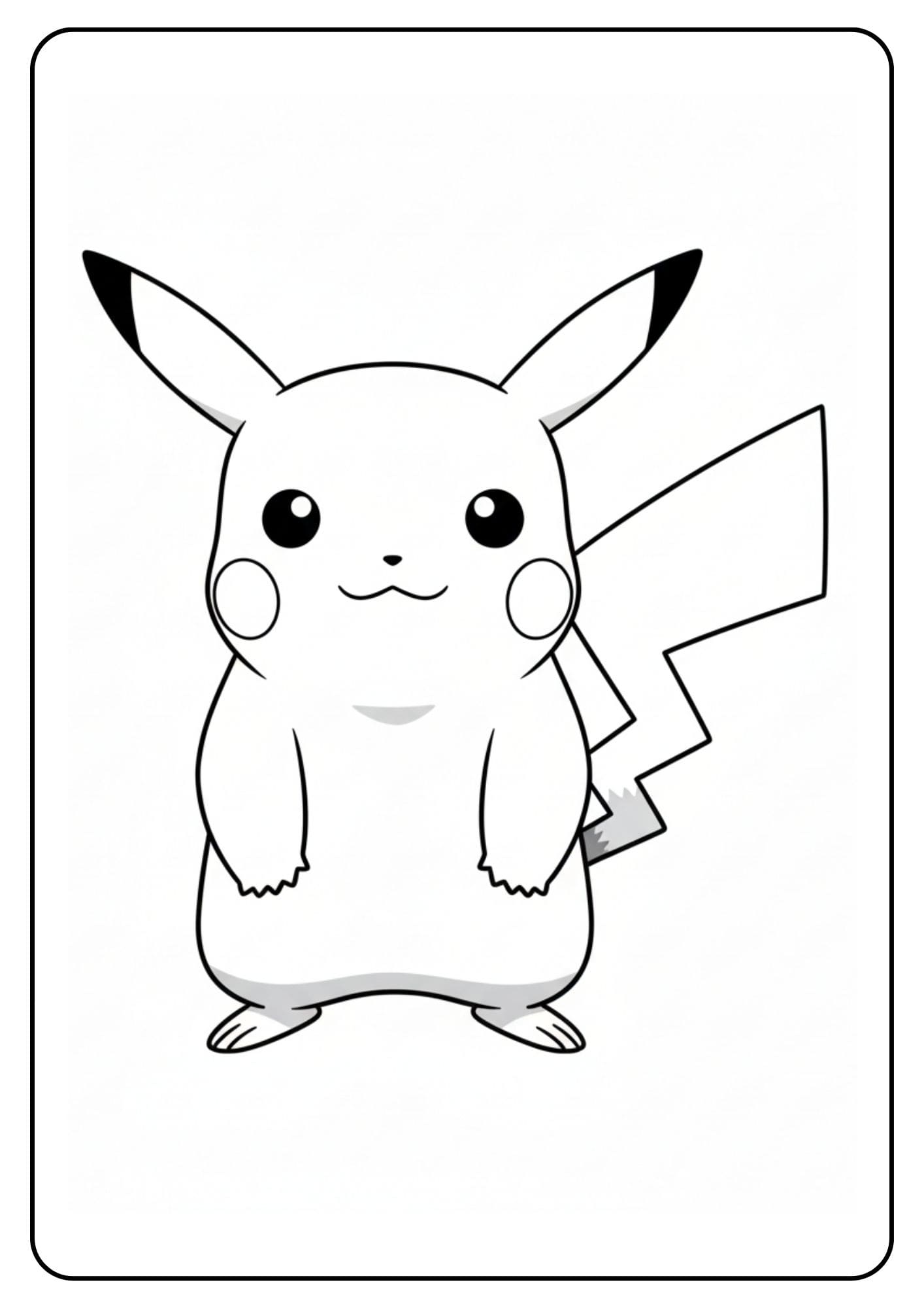 Eenvoudige Pikachu kleurplaat staand