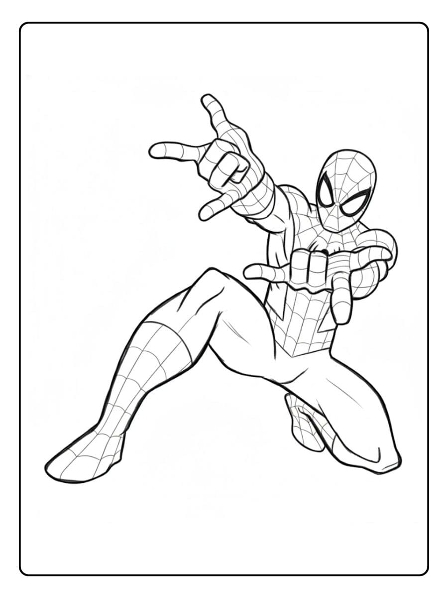 Eenvoudige Spiderman Kleurplaat Schets met dikke lijnen