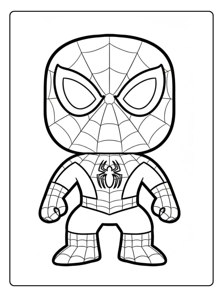 Eenvoudige Spiderman kleurplaat met dikke lijnen