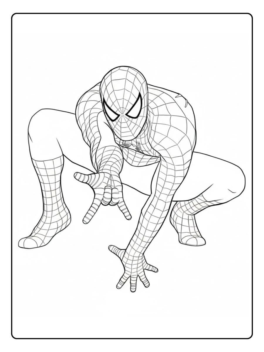 Eenvoudige Spiderman kleurplaat