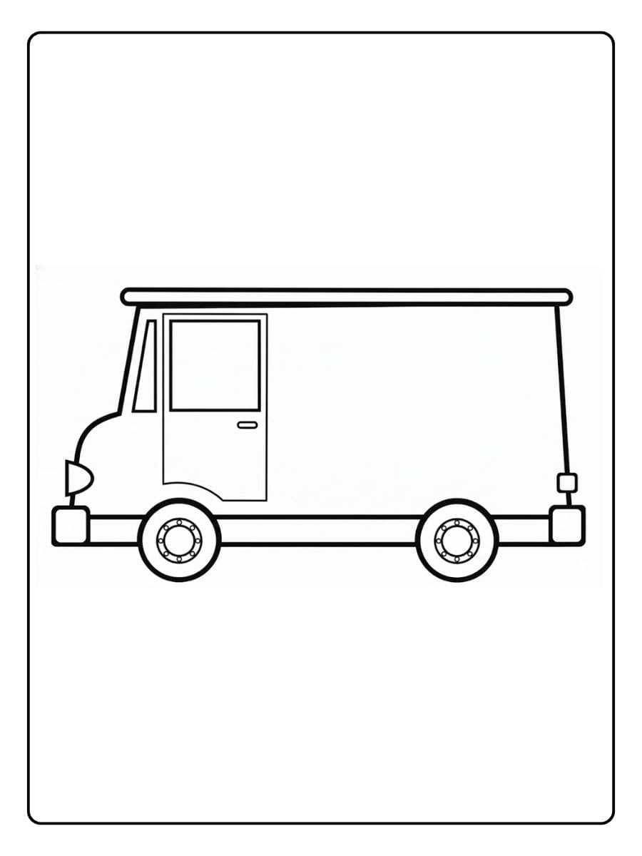 Eenvoudige bestelwagen kleurplaat voertuigen