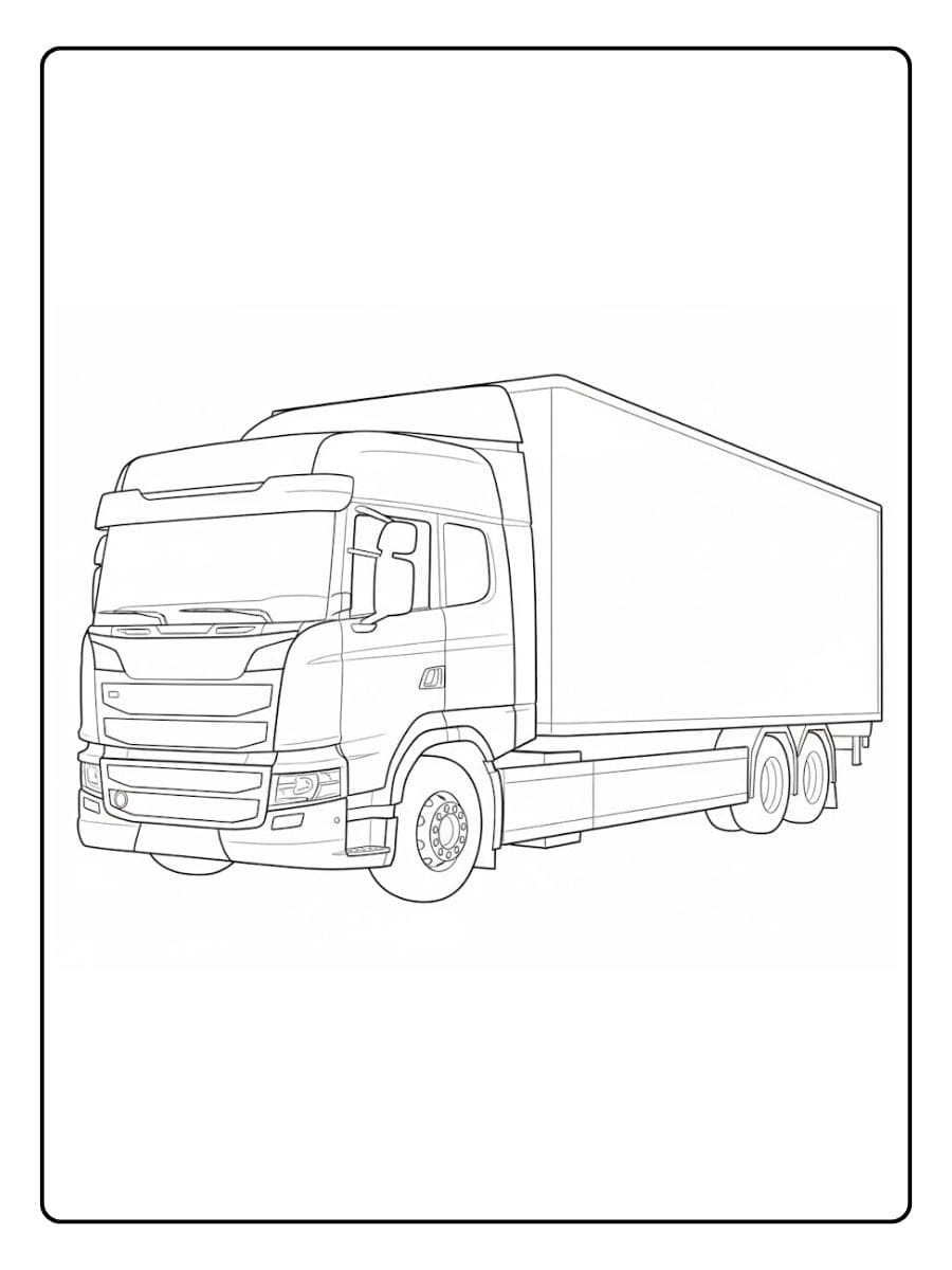 Eenvoudige contourtekening van een vrachtwagen Kleurplaat vrachtwagen