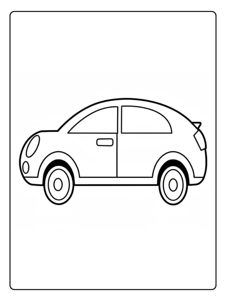 Eenvoudige kleurplaat auto met dikke lijnen (2)
