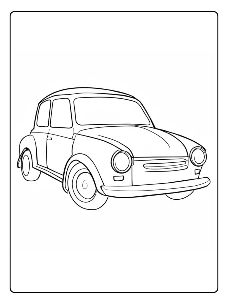 Eenvoudige kleurplaat auto met dikke lijnen, zonder details