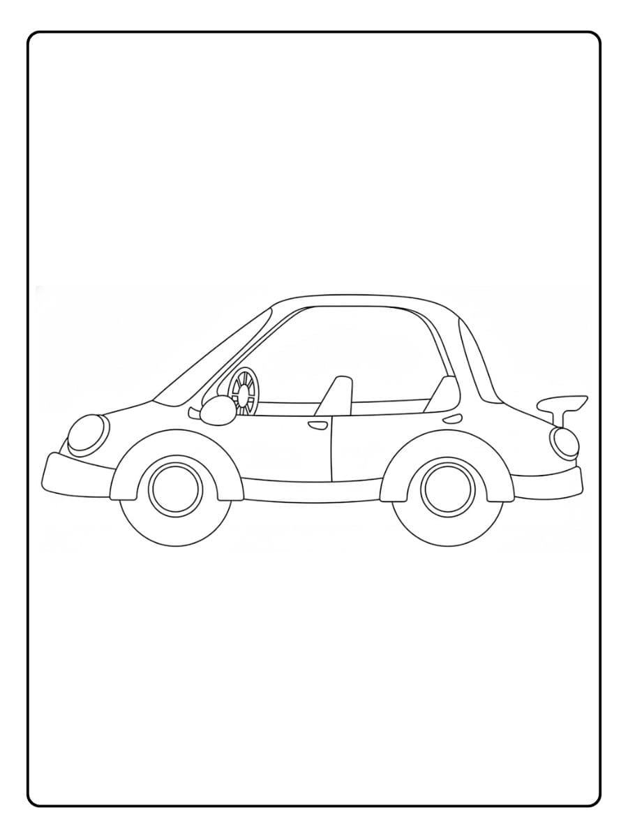 Eenvoudige kleurplaat auto met dikke lijnen