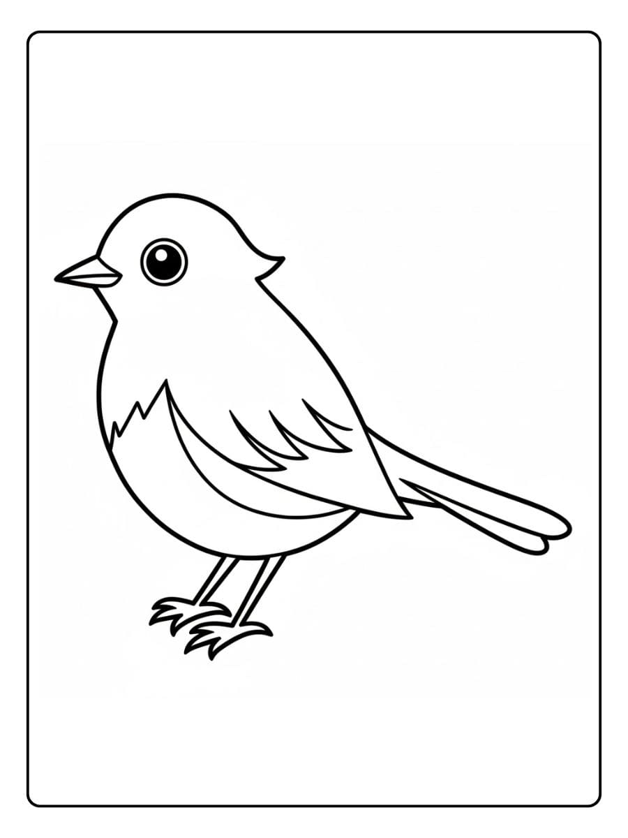 Eenvoudige kleurplaat vogel met dikke lijnen