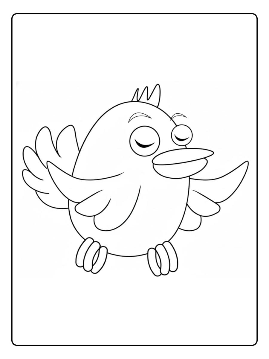 Eenvoudige kleurplaat vogel met open vleugels