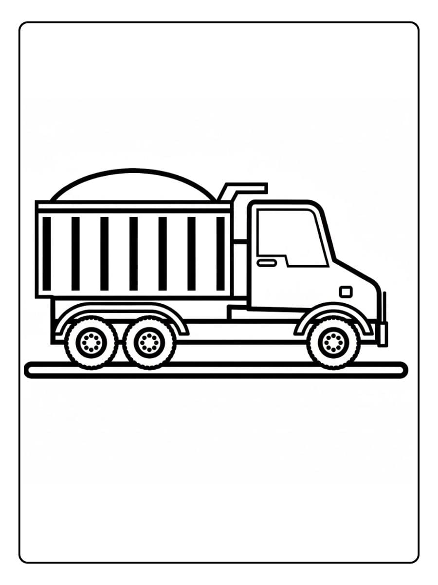 Eenvoudige kleurplaat vrachtwagen met zand