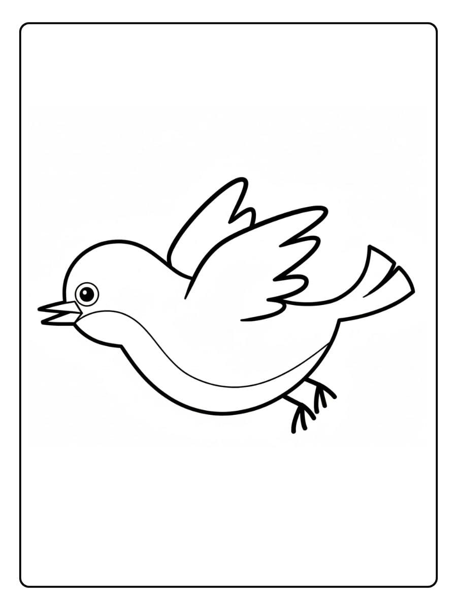 Eenvoudige omtrek van een vliegende vogel kleurplaat vogel