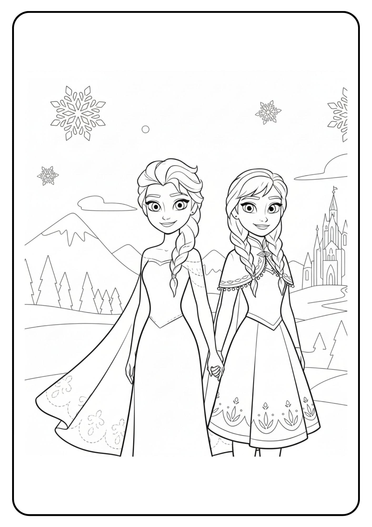 Elsa en Anna kleurplaat frozen