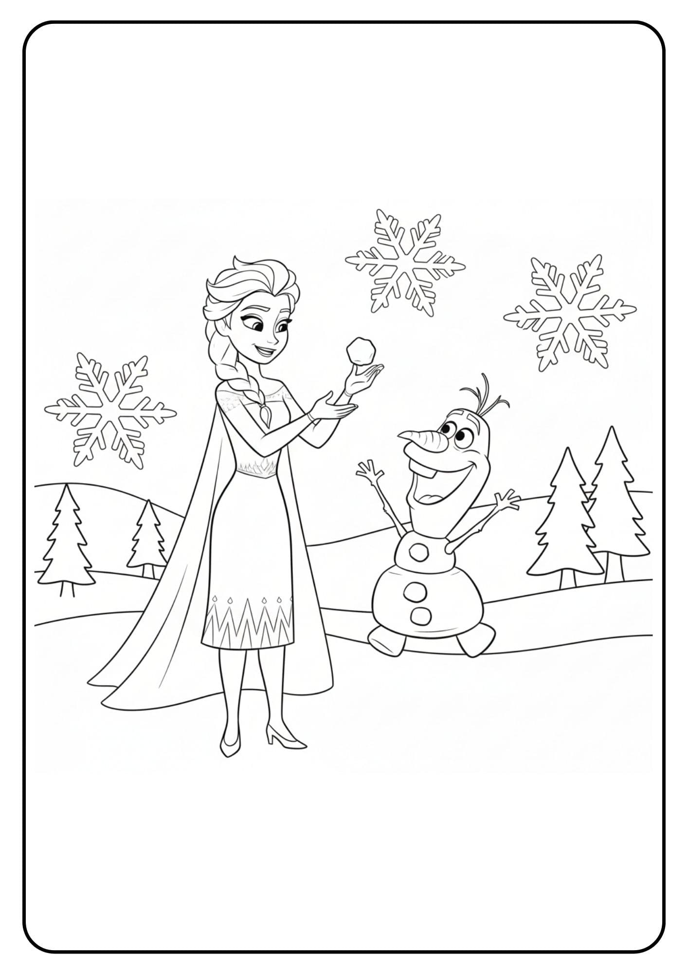 Elsa en Olaf kleurplaat frozen