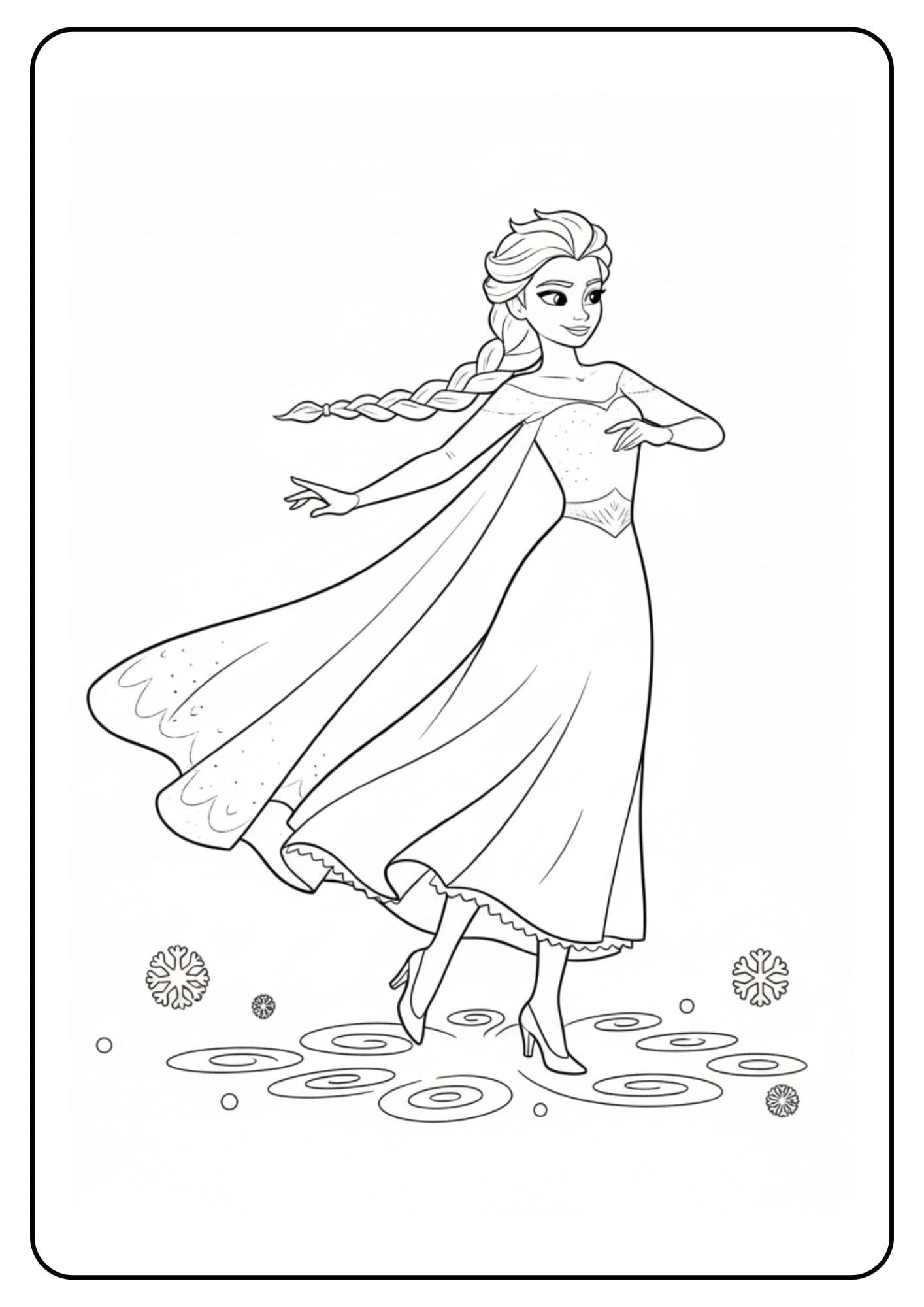 Elsa kleurplaat dansende elsa