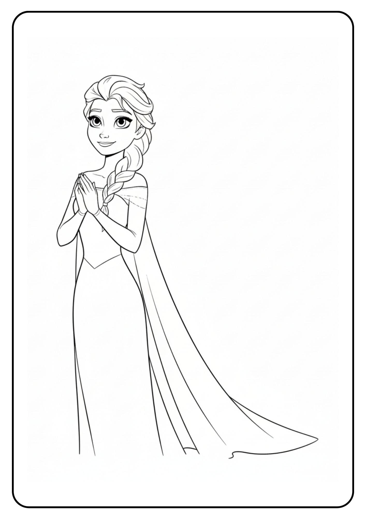 Elsa kleurplaat eenvoudige pose