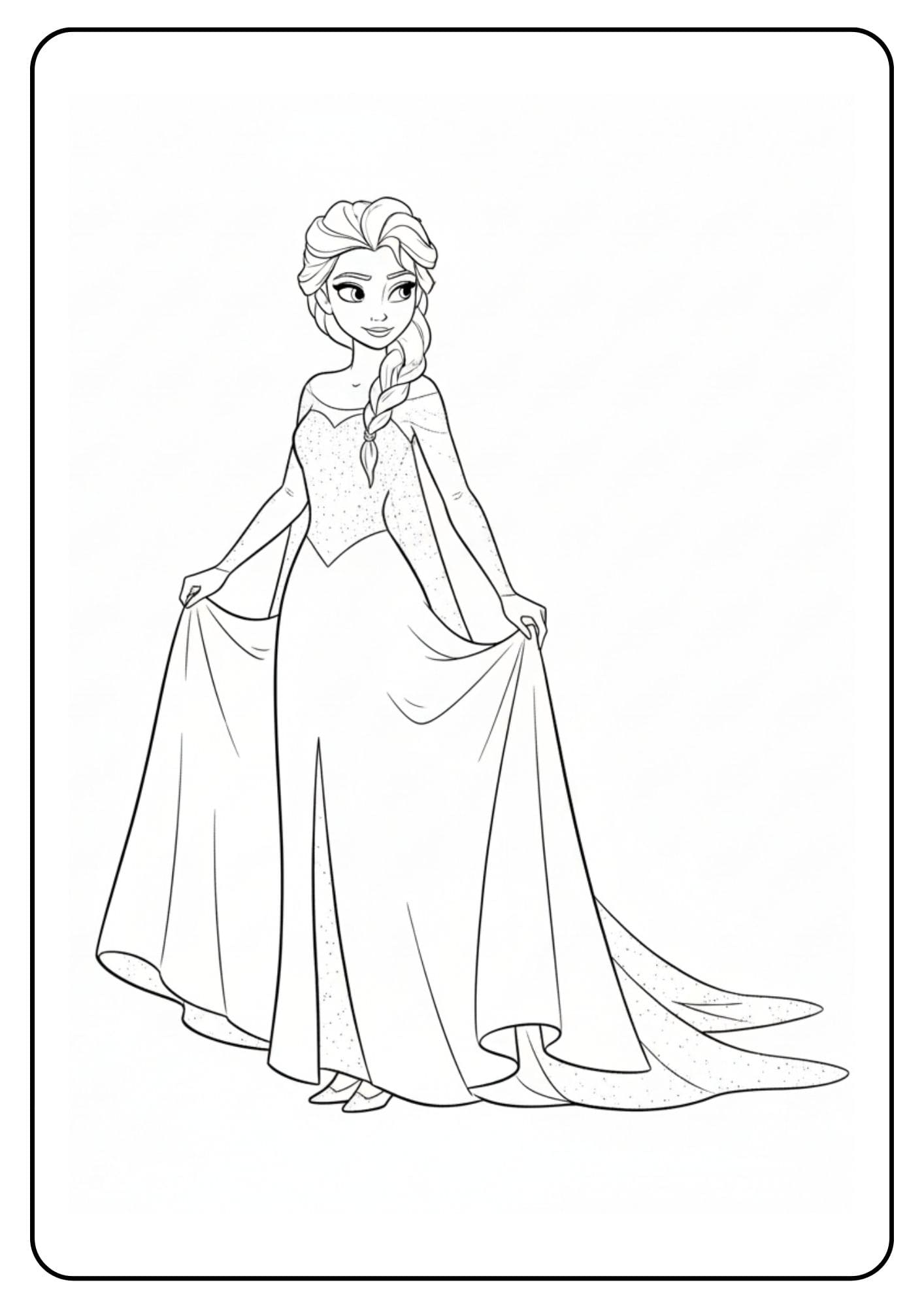 Elsa kleurplaat elegante jurk