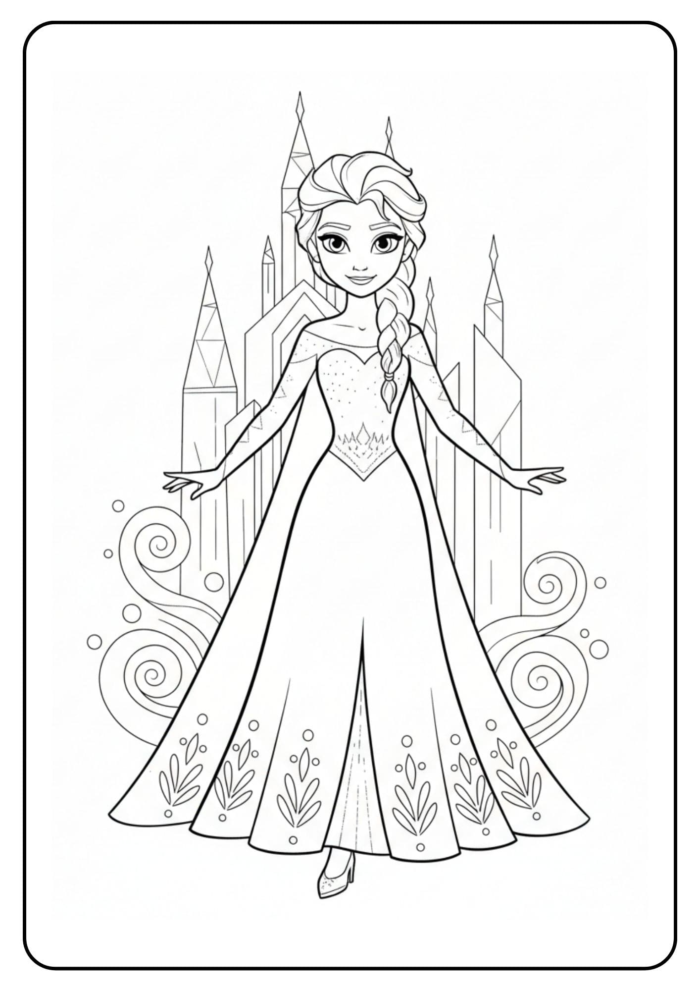 Elsa kleurplaat staande prinses