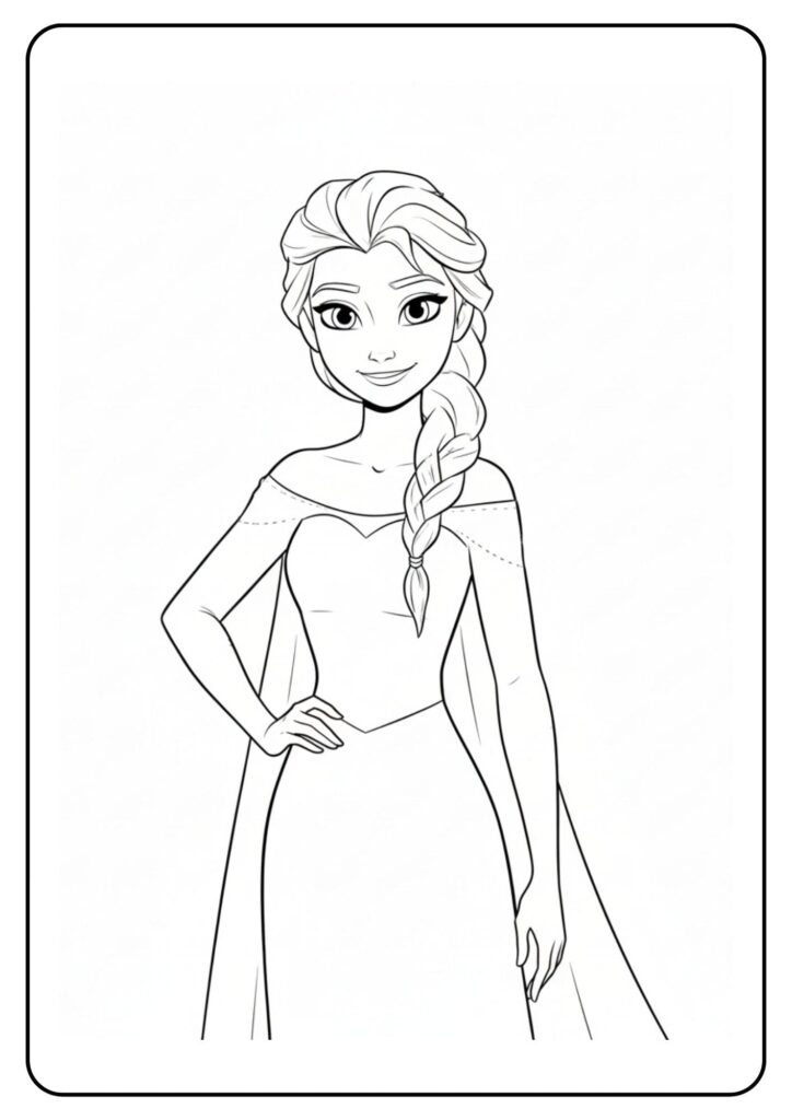 Elsa kleurplaat stoere pose