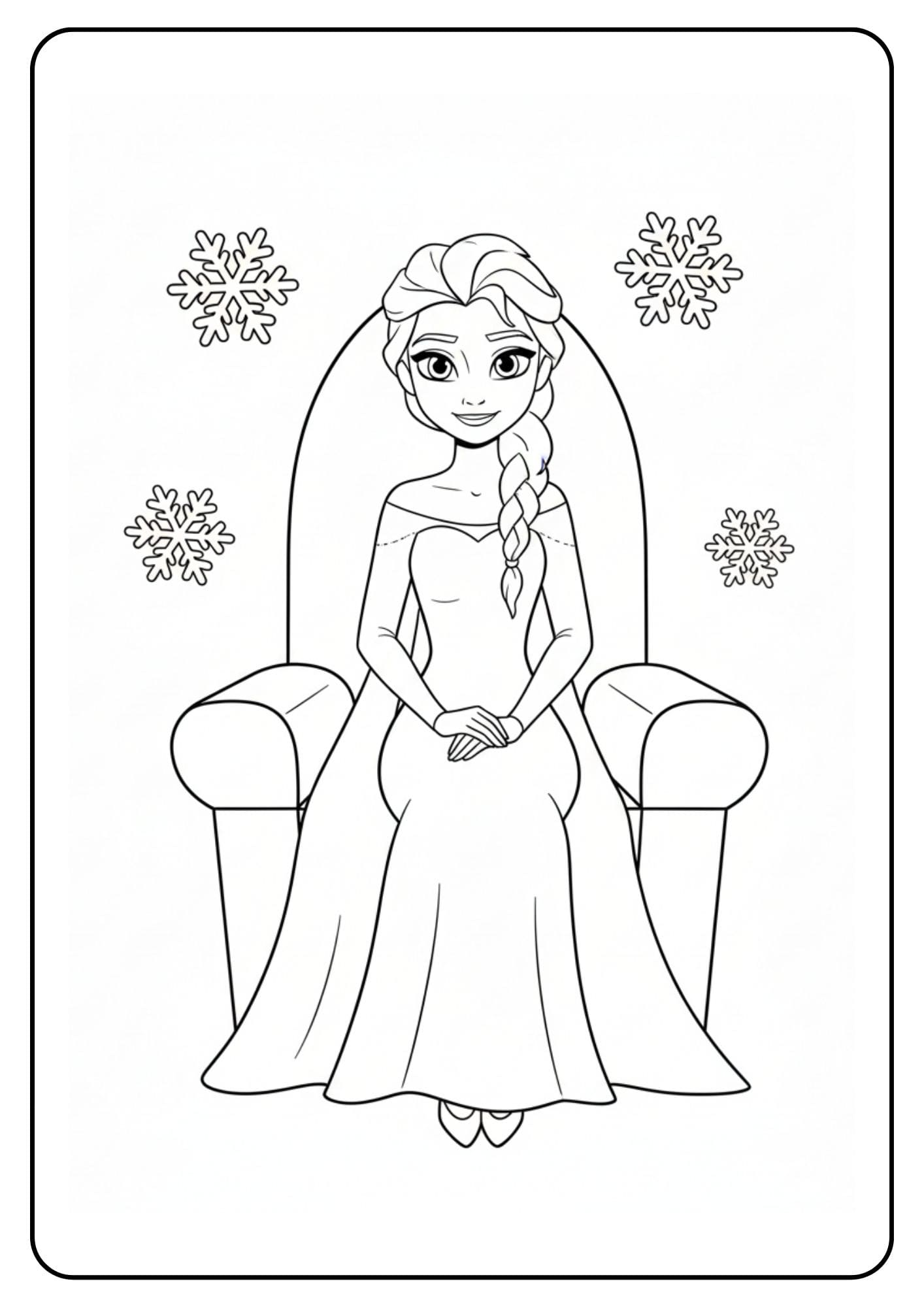 Elsa kleurplaat zittende elsa
