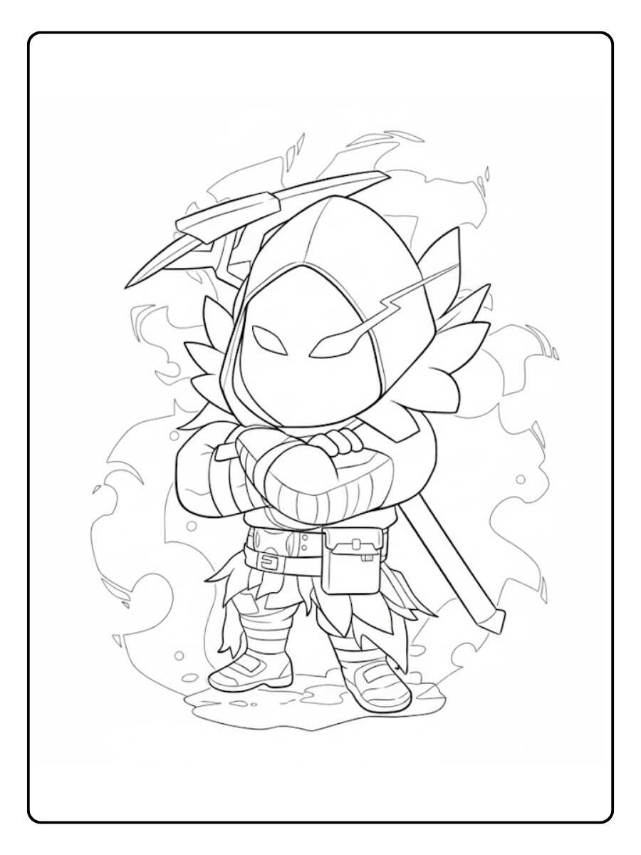Fortnite kleurplaat Fire warrior met cape