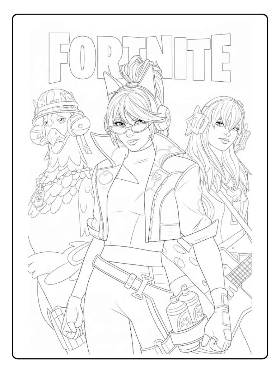 Fortnite kleurplaat Fortnite personages poster