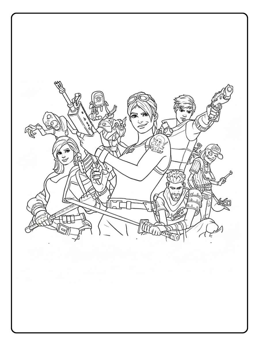 Fortnite kleurplaat Fortnite team gevecht scène