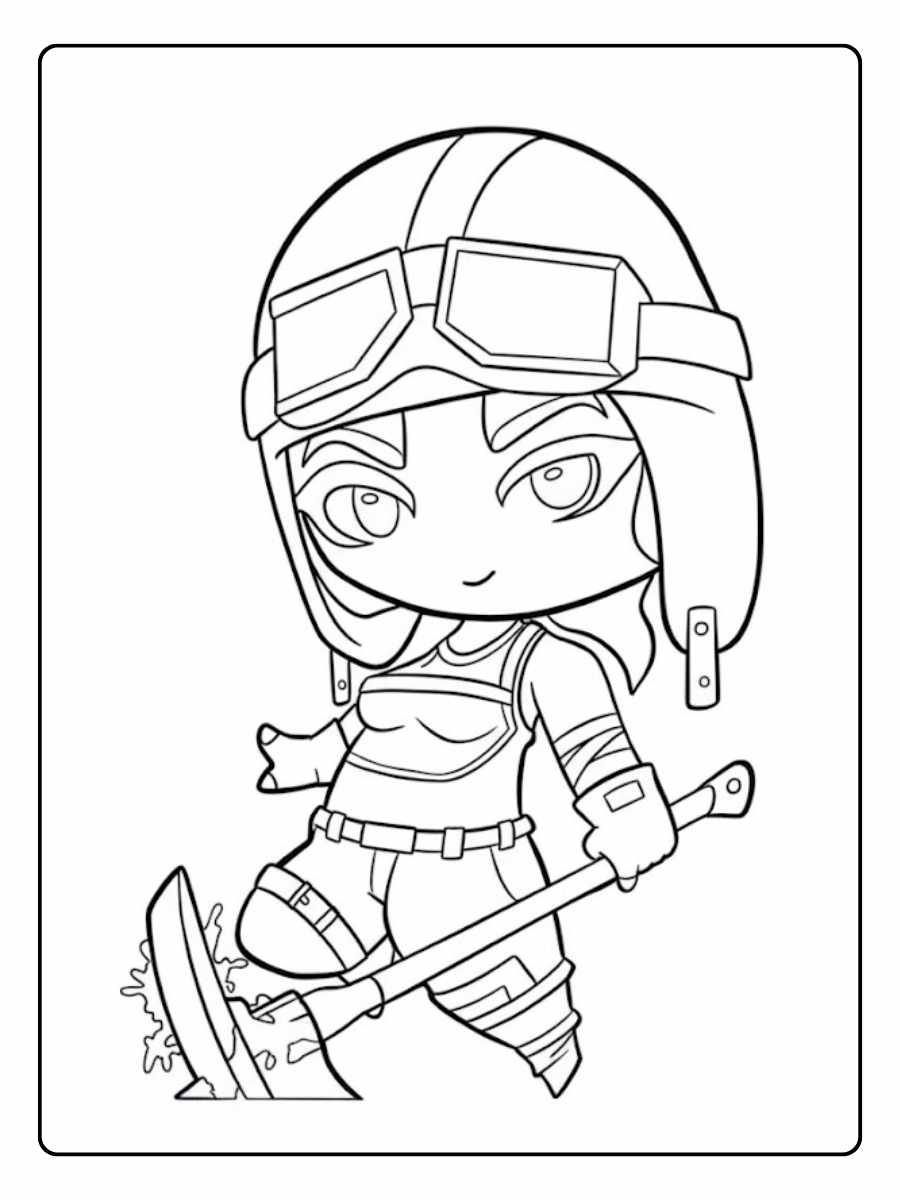 Fortnite kleurplaat Girl soldier chibi