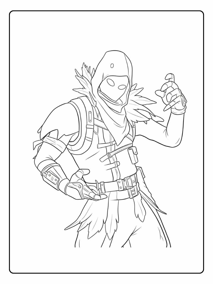 Fortnite kleurplaat Skull Trooper actiepose