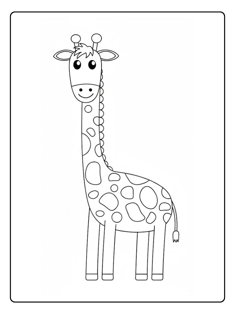 Giraf kleurplaat eenvoudige staande giraf
