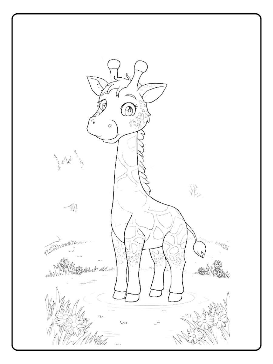 Giraf kleurplaat giraf in de natuur