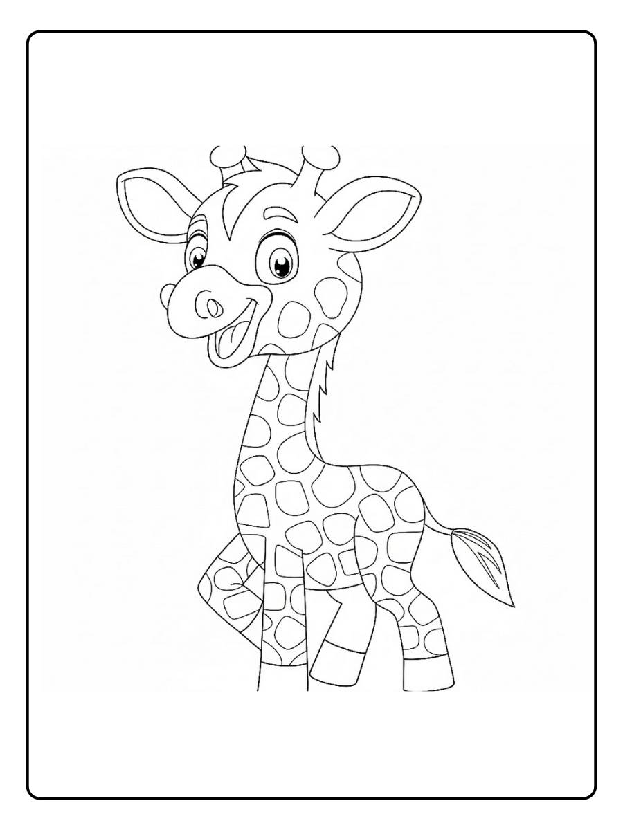 Giraf kleurplaat lieve kleine giraf