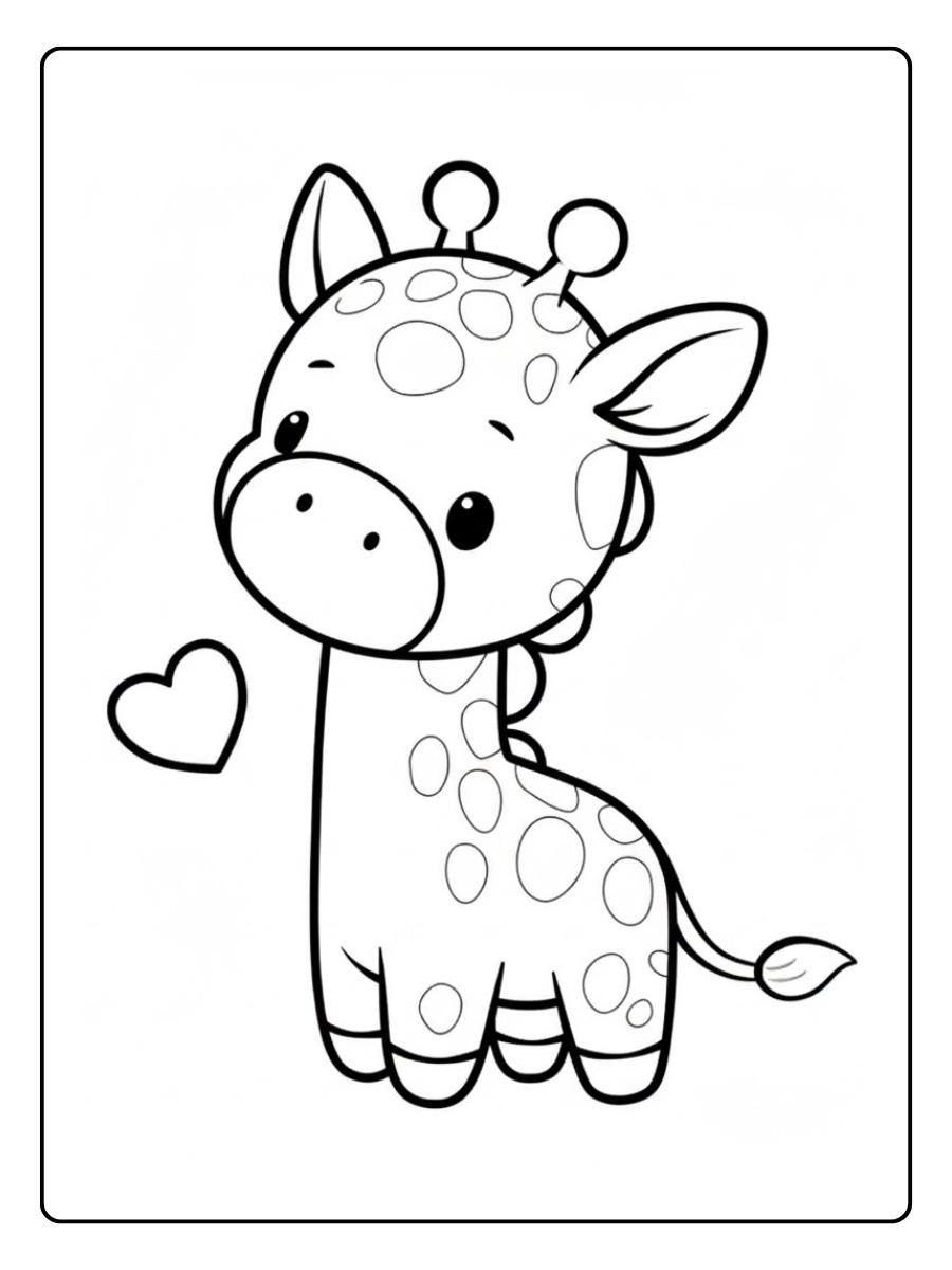 Giraf kleurplaat schattige baby giraf